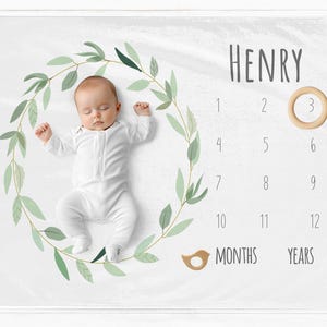 Foliage Milestone Blanket, Baby Age Blanket, Baby Monthly Blanket, Baby Photo Prop, Baby Milestone Blanket, Baby Milestone Prop, Baby Gift