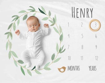 Foliage Milestone Blanket, Baby Age Blanket, Baby Monthly Blanket, Baby Photo Prop, Baby Milestone Blanket, Baby Milestone Prop, Baby Gift