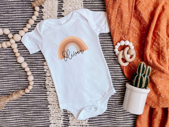 Boho Rainbow Baby Vest Personalised Baby Gift Baby Boy Romper