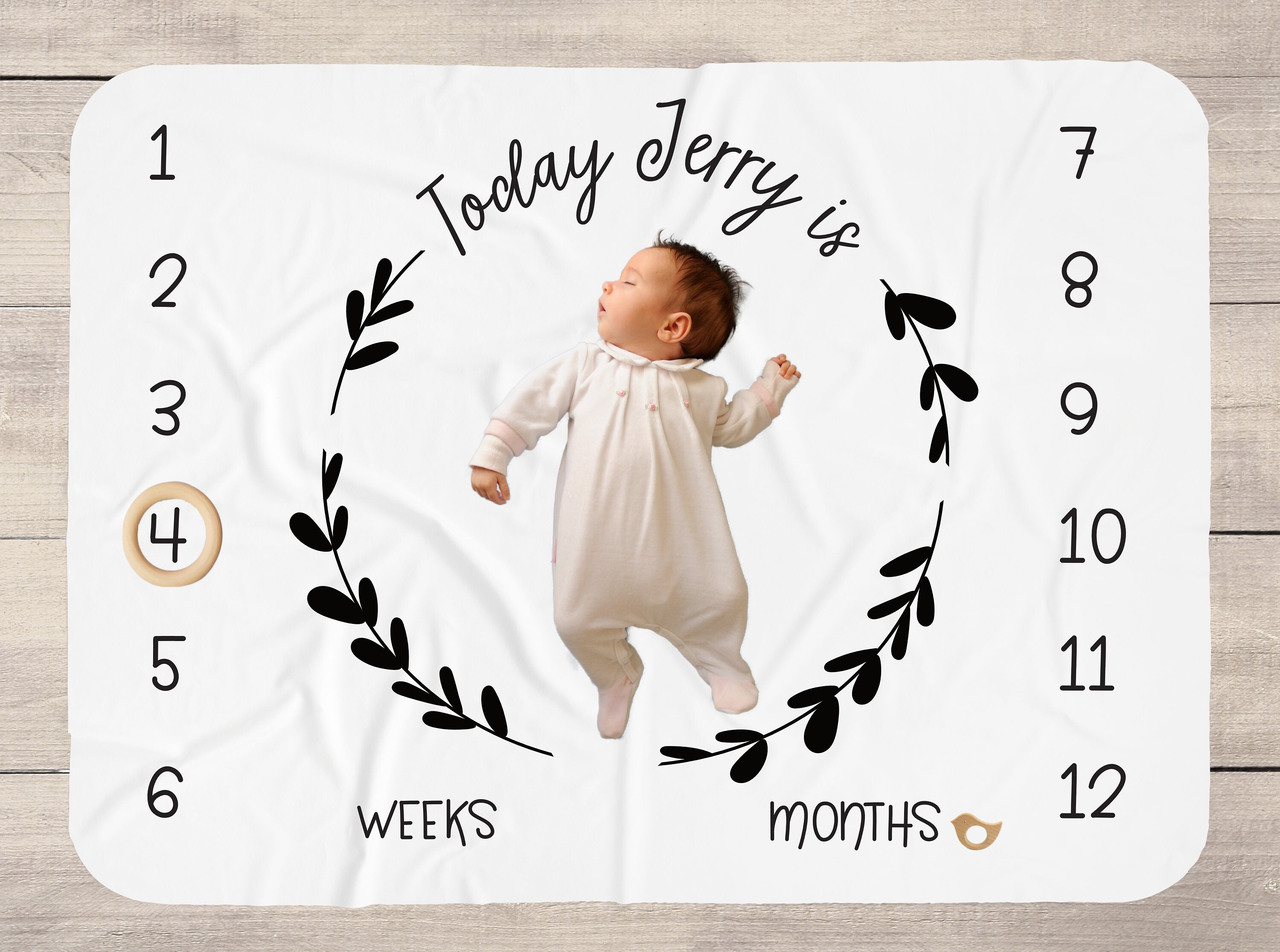 Simple Milestone Blanket Baby Age Blanket Black and White Etsy