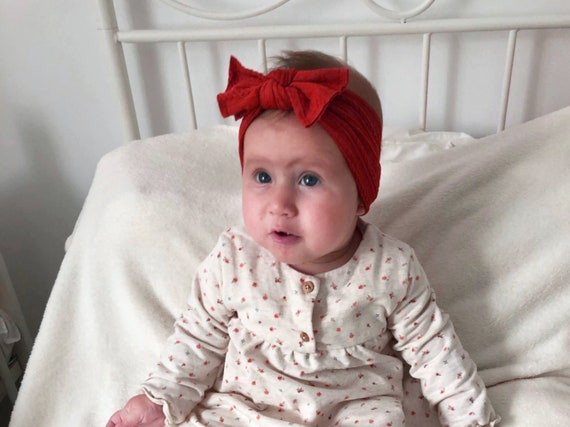 Red Baby Headband Burgundy Baby Hairband Kid Turban Bow Newborn Cable Knit Baby  Girl Gift Baby Head Band Baby Shower Gift 