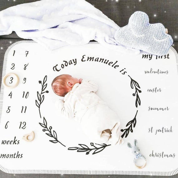 Wreath Milestone Blanket Baby Age Blanket Milestone Mat Personalised Baby Month Blanket Personalized Monthly Blanket Etsy Canada