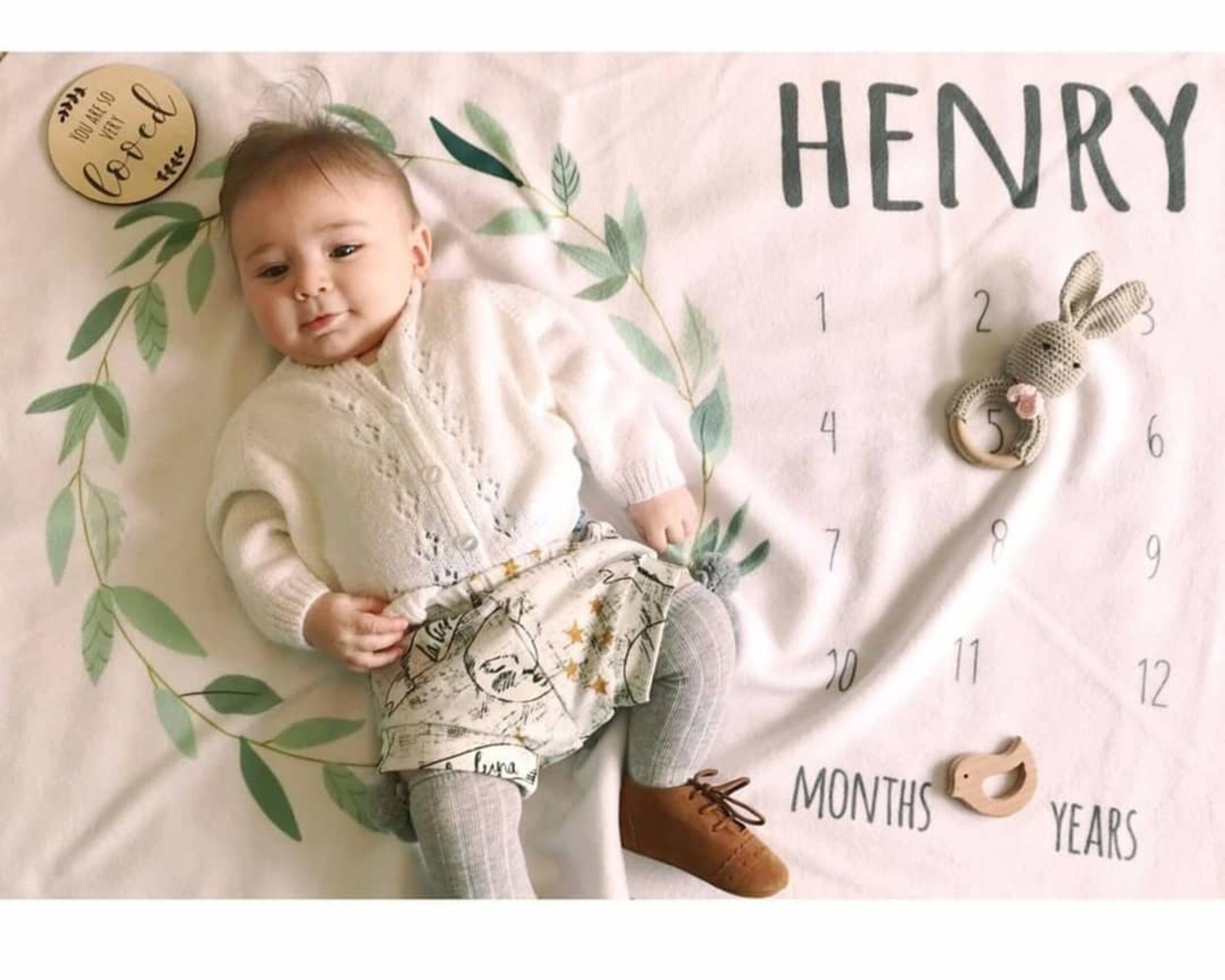 Foliage Milestone Blanket Baby Age Blanket Baby Monthly Etsy