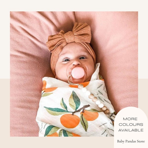 Brown Baby Headband - Neutral Tone Baby Hairband - Kid Turban Bow - Newborn Cable Knit - Baby Girl Gift - Baby Head Band - Baby Shower Gift