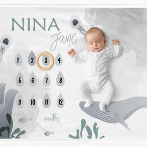 Manta de bebé con temática marina, manta náutica, regalo para nuevos padres, accesorio fotográfico para recién nacidos, manta personalizada, bonita manta personalizada para bebé