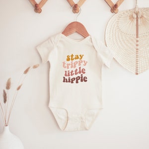 Stay Trippy Little Hippie Baby Vest - Baby Romper - Cute Baby Vest - Baby Bodysuit - Newborn Clothes - Newborn Baby Gift - New Mom Dad Gift