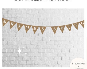 Personalized Mr and Mrs Bunting - Wedding Bunting - Bunting Pattern - Wedding Décor - Garden Decoration - Outside Décor - Engagement Banner
