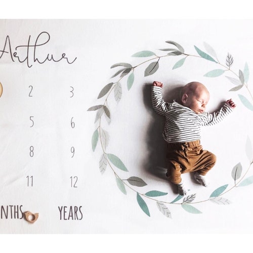 Wreath Milestone Mat Floral Milestone Blanket Girl Leaves Etsy UK