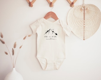 Take Me To The Mountains Baby Vest, Mountain Baby Bodysuit, Newborn Present, New Baby Gift, Cute Baby Vest, Baby Romper, Unique Baby Clothes