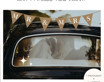 Personalized Mr and Mrs Bunting - Wedding Bunting - Bunting Pattern - Wedding Décor - Jute Banner - Hessian Flags - Triangle Bunting