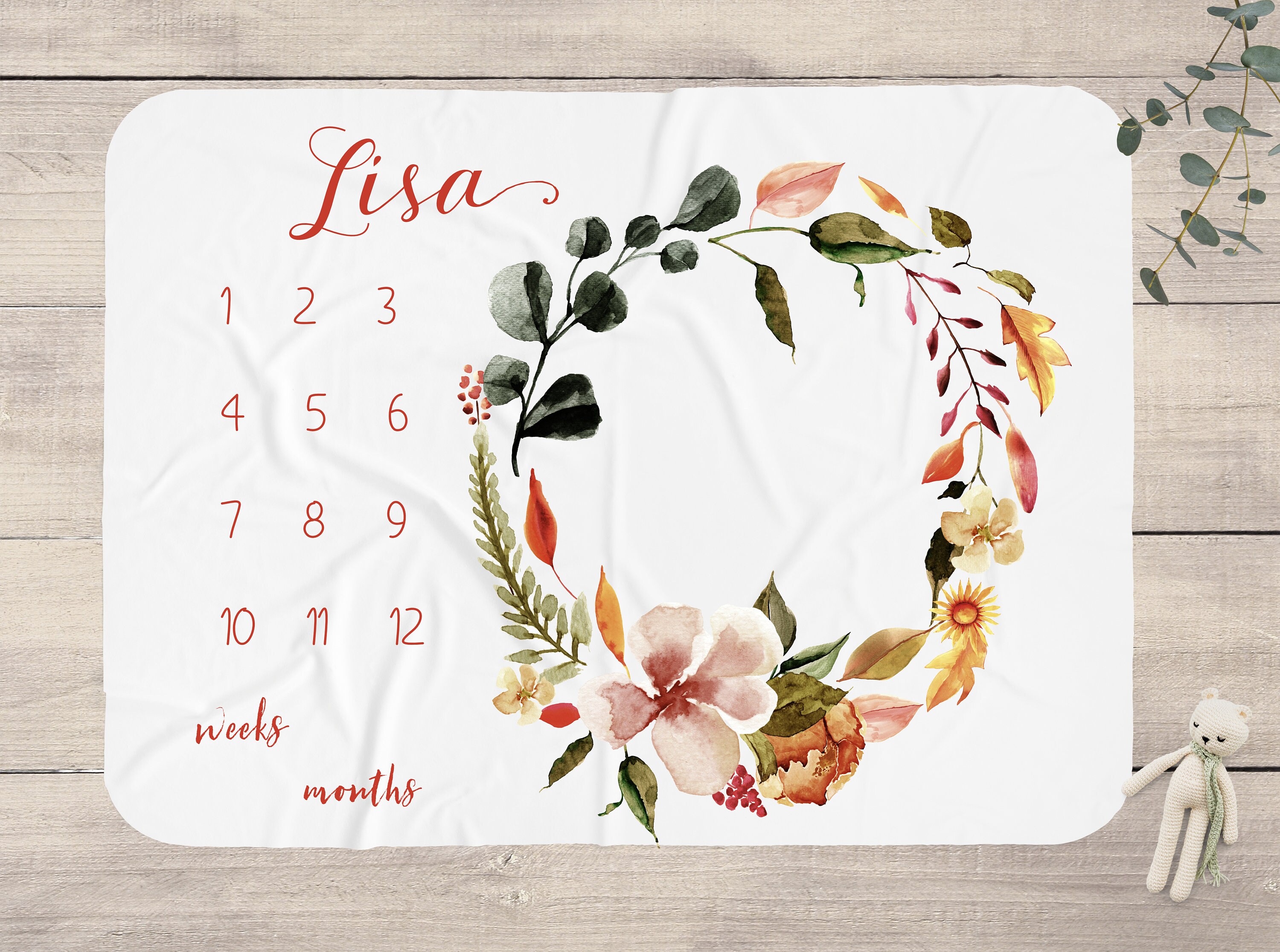 Floral Milestone Blanket Baby Blanket for Girl Personalized Etsy UK