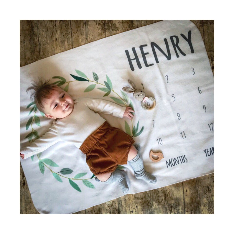 Foliage Milestone Blanket Baby Age Blanket Baby Monthly Etsy New Zealand