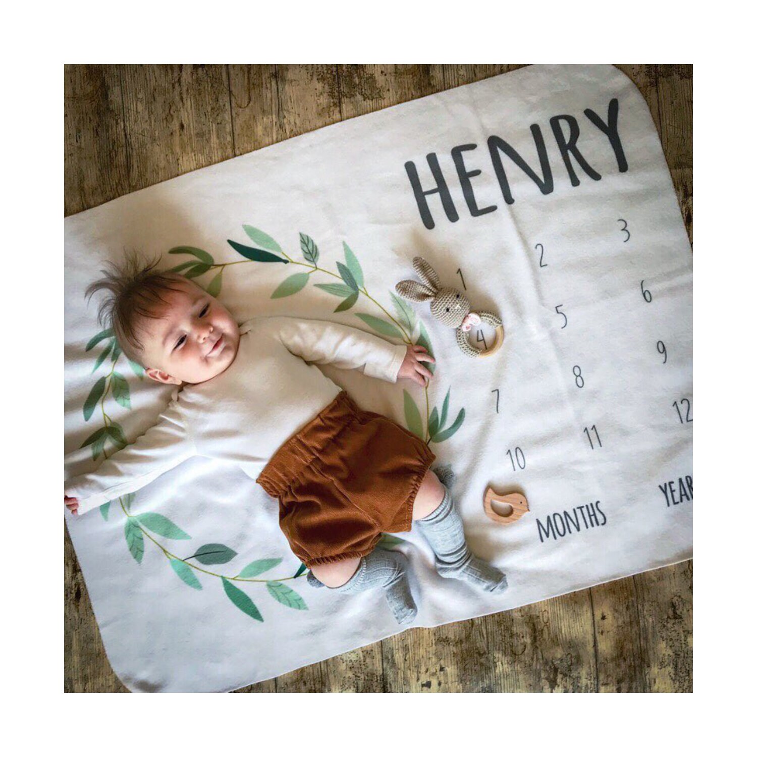 Foliage Milestone Blanket Baby Age Blanket Baby Monthly Etsy