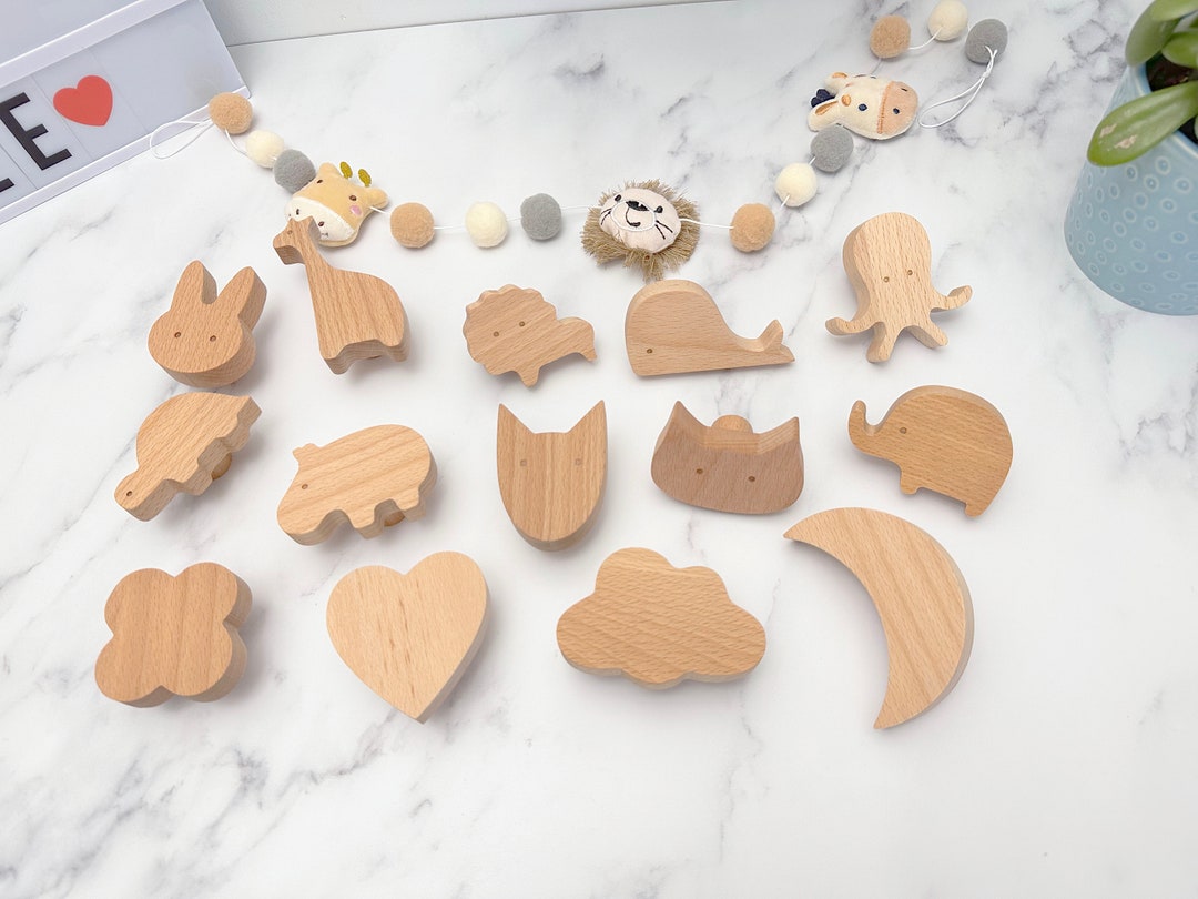 Solid Wood Wooden Hooks, Oak Wooden Hooks, Nursery Wall Fixtures
