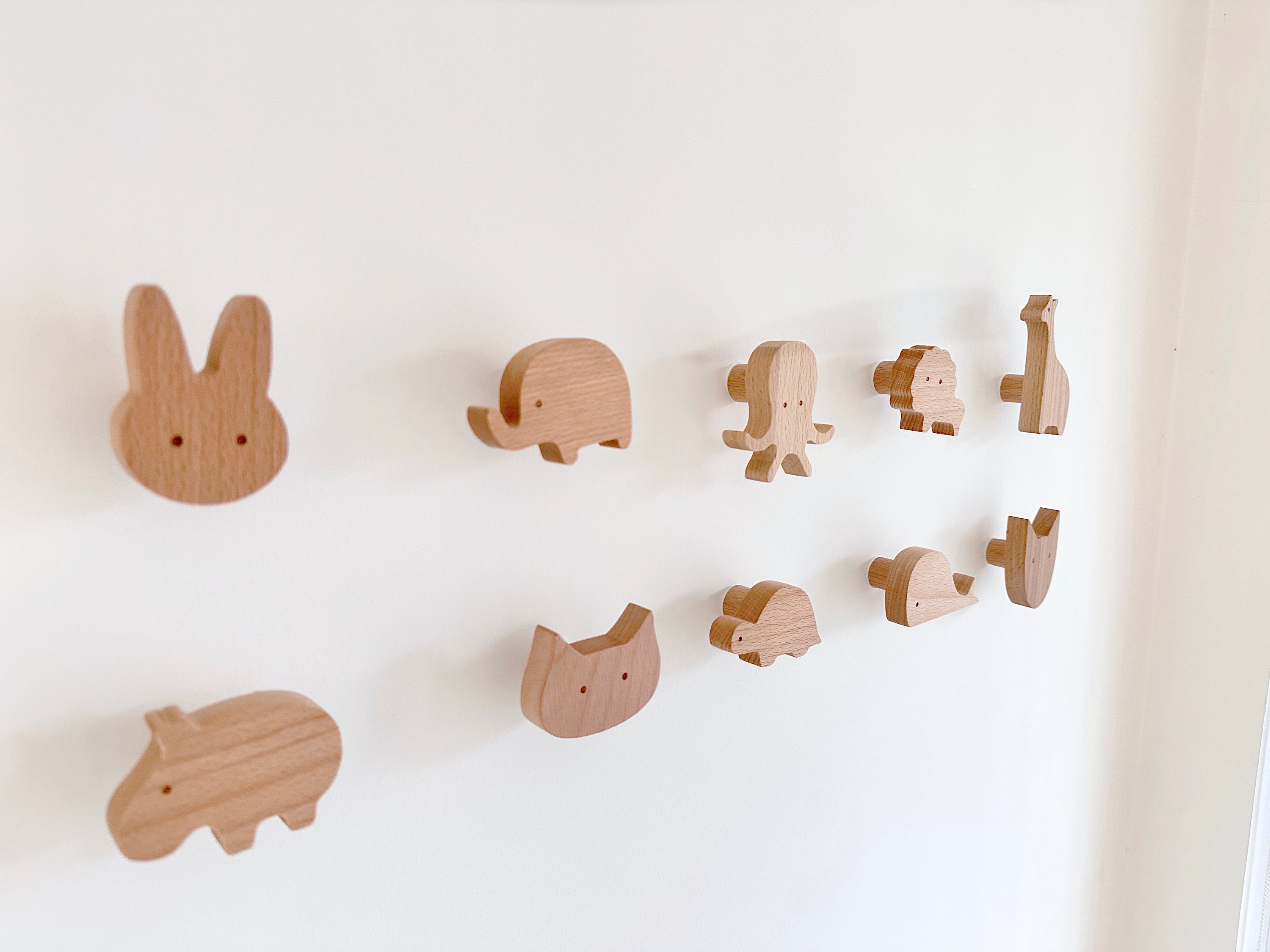Solid Wood Wooden Hooks Oak Wooden Hooks Nursery Wall Etsy