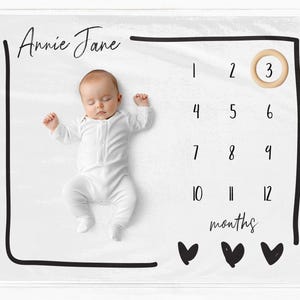 Baby Milestone Blanket, Unisex Baby Gift, Newborn Unique Gift, Baby Milestone, Baby Age Blanket, Personalized Baby Gift, Girl Milestone Mat