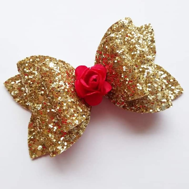 Disney Princess Beauty /& The Beast Hair Bows Bobbles Clips