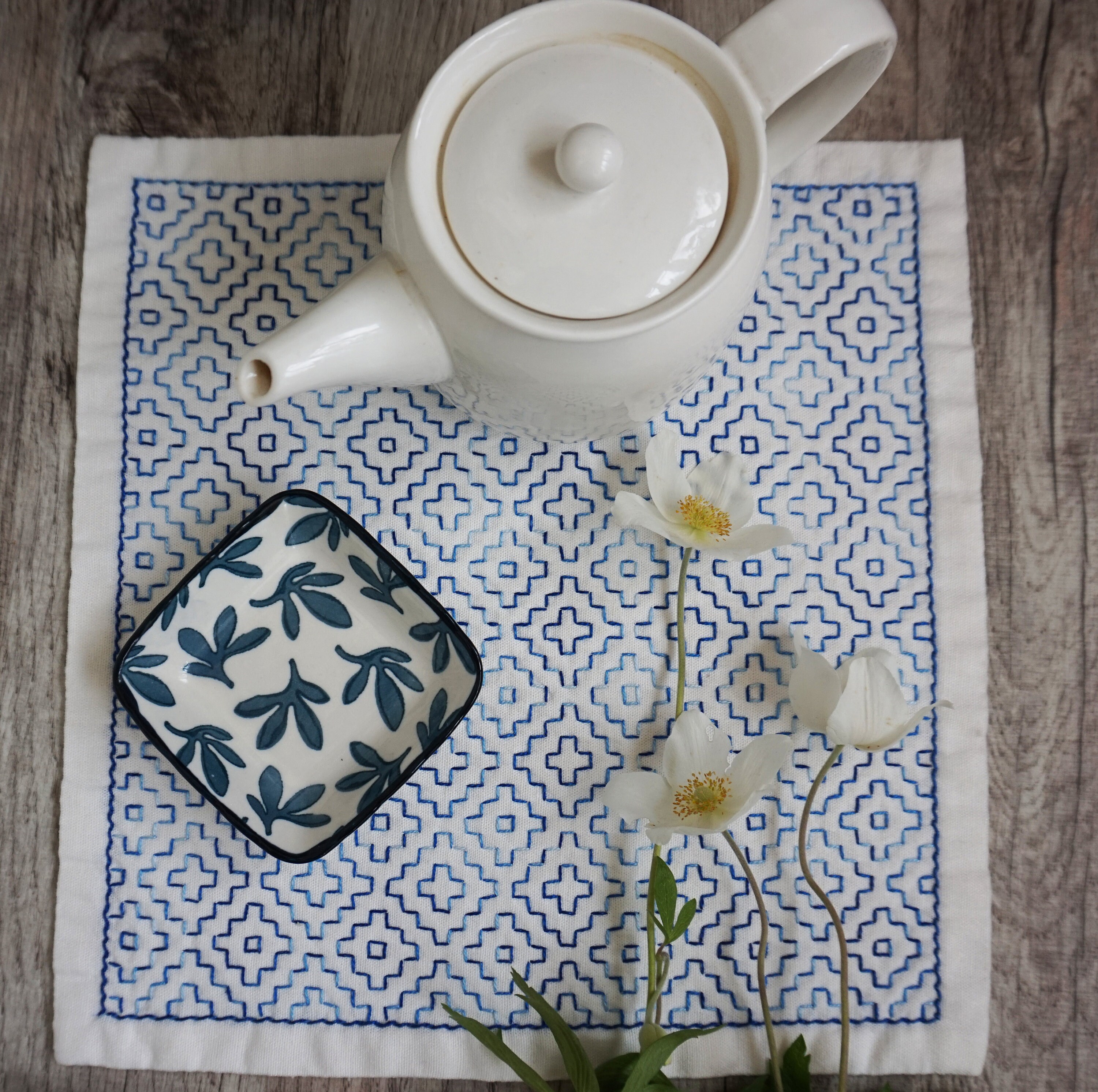 Doublesided Linen Napkin With Handembroidered Sashiko 28x29 Etsy UK