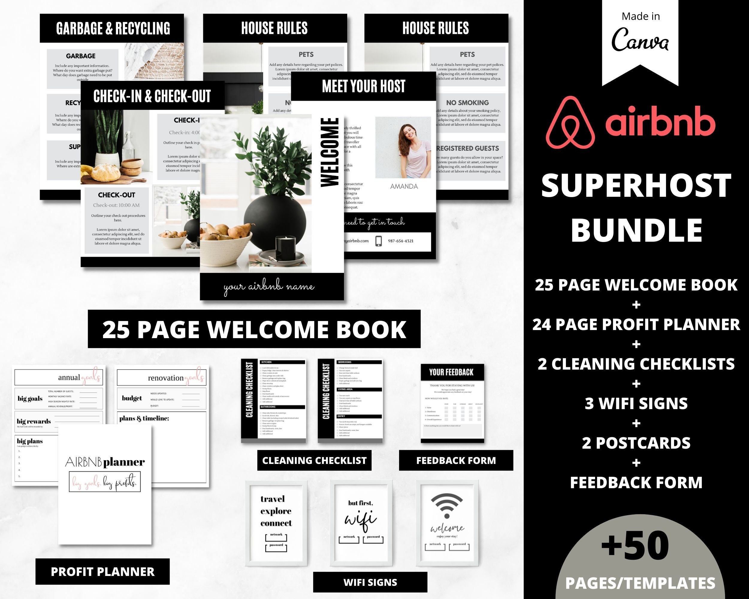 Airbnb Welcome Book Template Airbnb VRBO Guest Book Template Airbnb airbnb-welcome-book-template-canva-feedsnelo