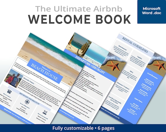 Beach House Welcome Book Guest Book Airbnb Vacation Rental Printable Template Rental Guidebook Vrbo