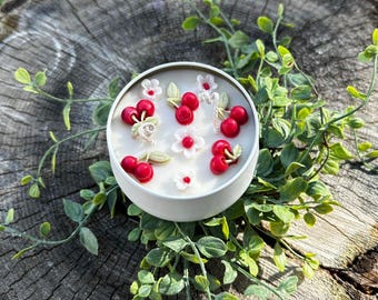 Cherry Scented Soy Candle: 8oz Tin, Fruity Summer Home Decor