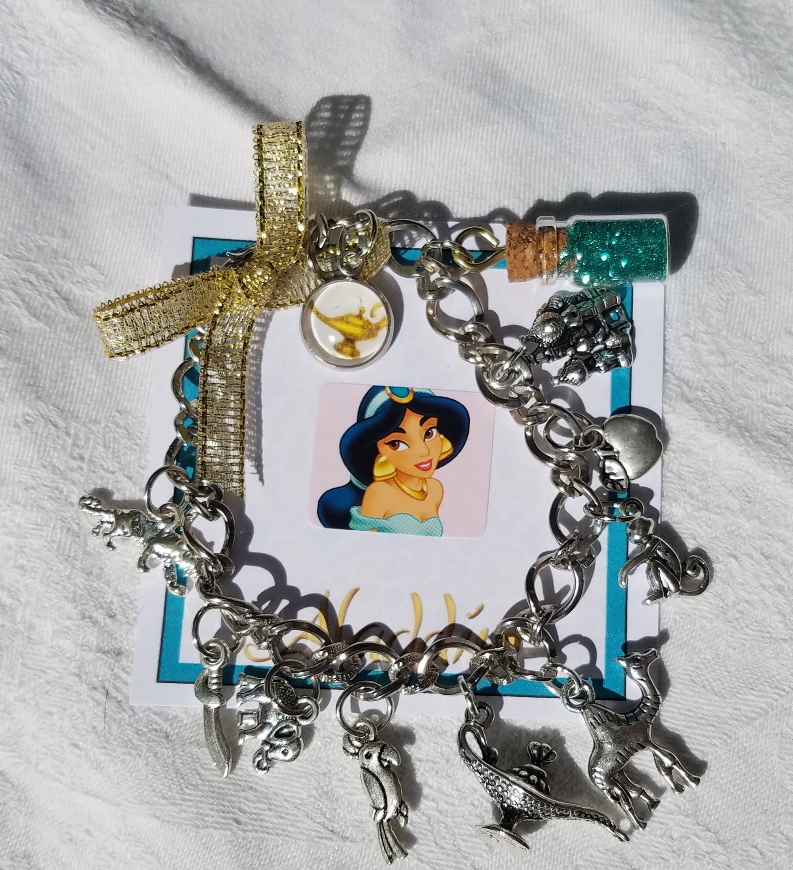 Aladdininspired Charm Bracelet Jasmine Aladdin Broadway Etsy