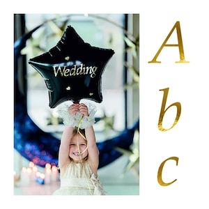 Stickers gouden letters / Trouwstickers / Ballonstickers / Zelfklevende letters / Decoratieve stickers / Belettering /