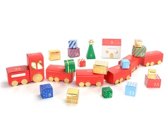 Christmas Advent Calendar TRAIN, Fill Your Own Paper Advent Calendar, Reusable Advent Calendar, Countdown to Christmas DIY