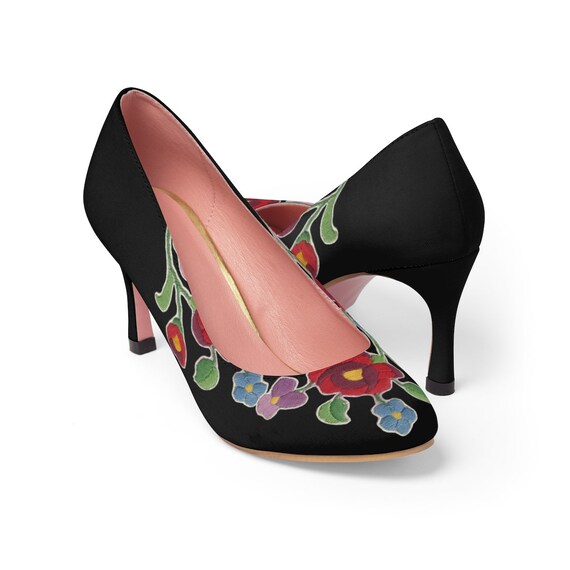 Pompes à talons hauts inspirés par la broderie traditionnelle hongroise imprimé femmes chaussures élégantes femmes imprimé Unique Stiletto artiste Pompes à talons talons talons hauts inspirés par la broderie traditionnelle hongroise imprimé femmes chaussures élégantes femmes imprimé Unique Stiletto artiste 9df349