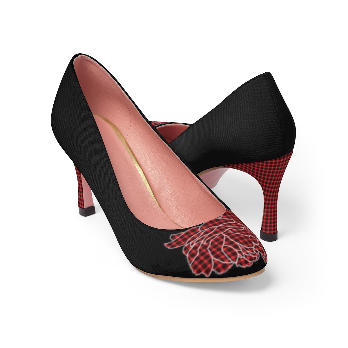plaid heels pumps