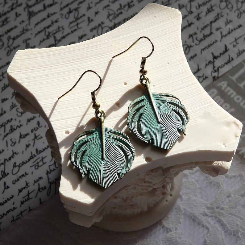 Bronze and turquoise tropical earrings