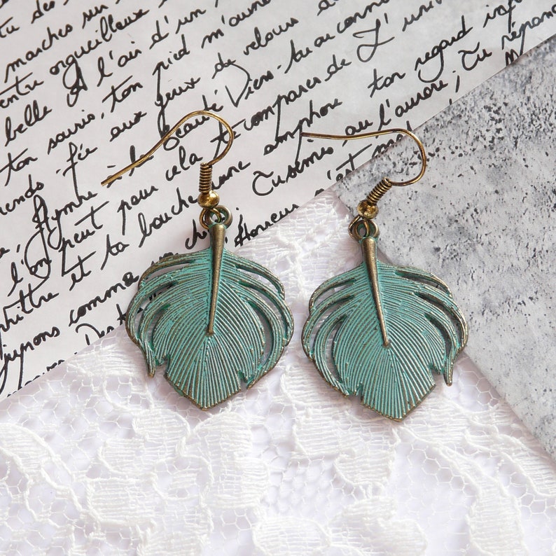 Bronze and turquoise tropical earrings