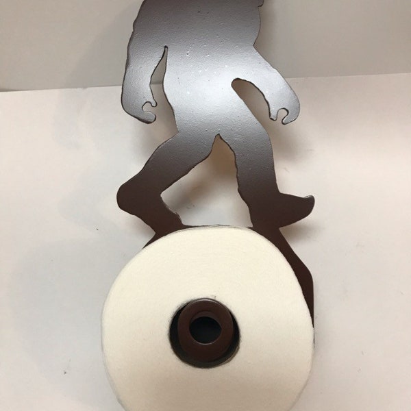 Handcut steel Bigfoot toilet paper holder