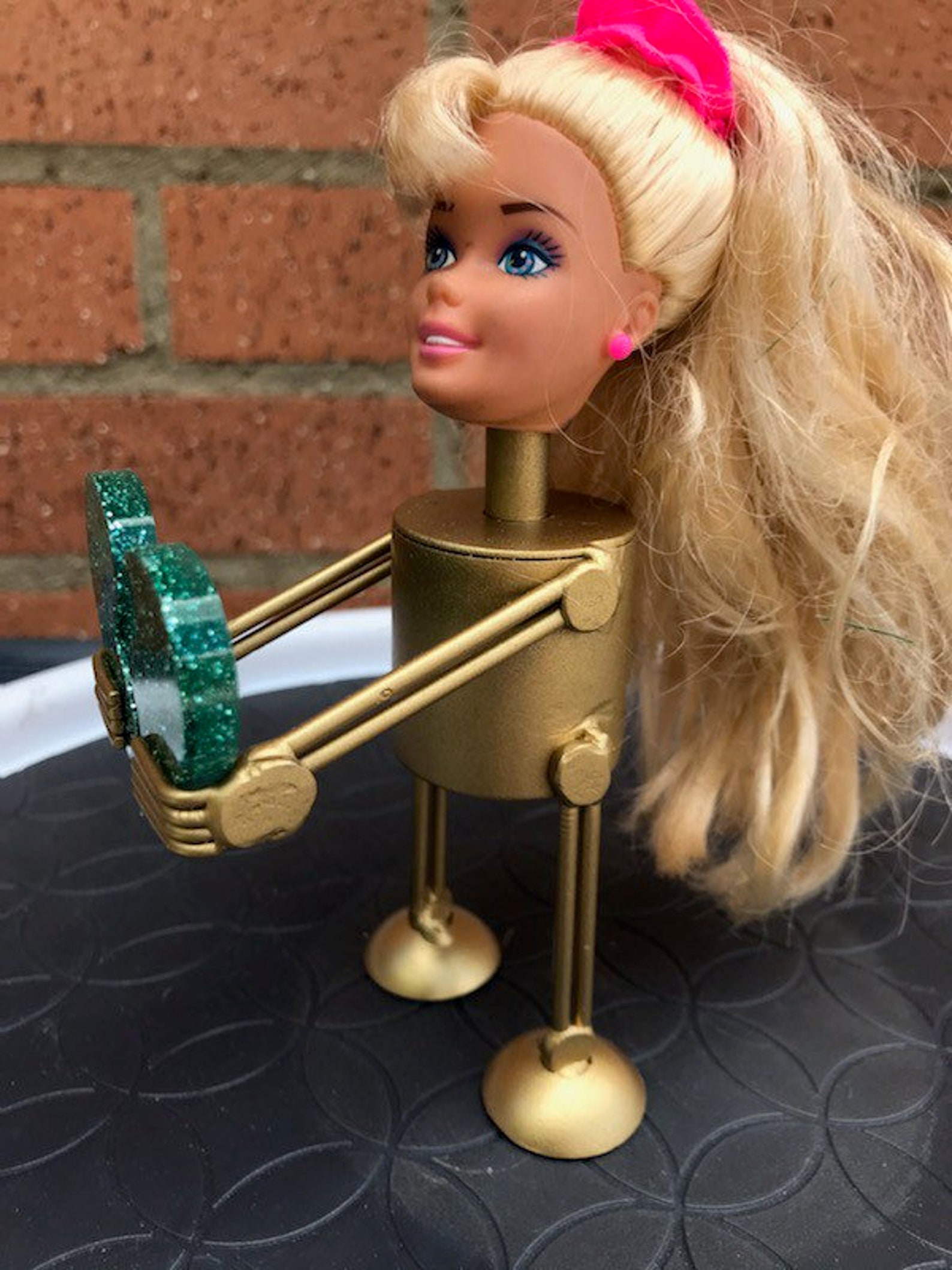 Blonde barbie robot with broken heart Etsy
