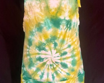 Green and White Tie Dyed Apron * Free Shipping