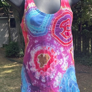 Ladies Small Geode Tie Dye Racer Back Tank *** Free US Shipping