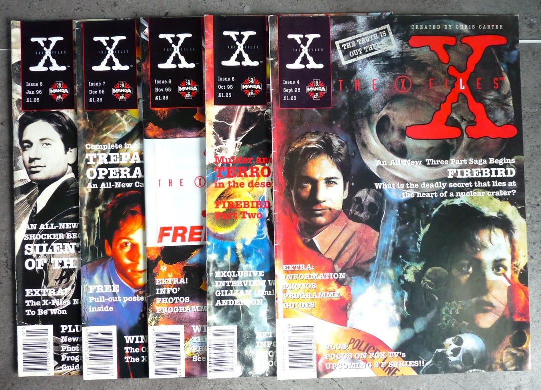 X File Magazine Vintage, the X Files Magazine by Titan, Issues No. 4, 5, 6, 7, 8 ...