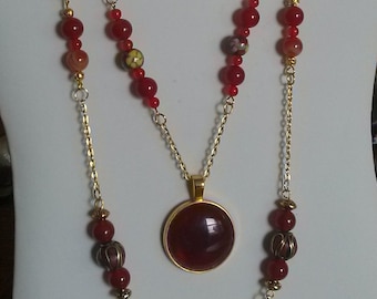Set de colgante Carnelian Rojo