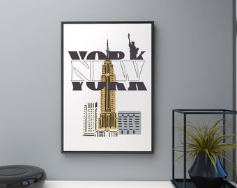 New York City Minimalist Wall Art Decor Home Decor Canvas 11x14 in Poster Downloadable Printable Unframed