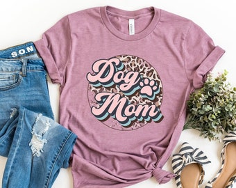 Dog Mom Shirt - Gift for Dog Lover, Fur Mama Shirt, Cute T-shirt, Dog Bar Shirt, Paw Print, Mint, Pink, Blue, Other Colors Available