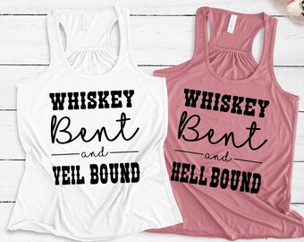 Bachelorette Party Shirts - Flowy Tank -  Whiskey Bent Hell Veil Bound, Nashville Bachelorette, Country Concert Bride, Rose, T-Shirt or Tank