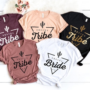 Bachelorette Party Shirts - Sedona Arizona, Bride and Tribe, Bridesmaid, V-Neck T-Shirts, Tanks, Bridal Party Gift, Cactus