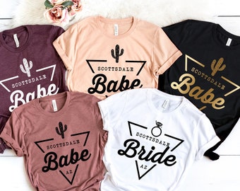 Bachelorette Party Shirts - Scottsdale Arizona, Bride and Babe, Bridesmaid, V-Neck T-Shirts, Tanks, Scottsdale Before the Veil, Cactus