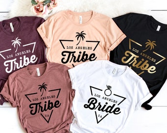 Bachelorette Party Shirts - Los Angeles Bride Tribe, Palm Tree, California, Gift for Bridal Party, T-Shirt, V-Neck, Tank