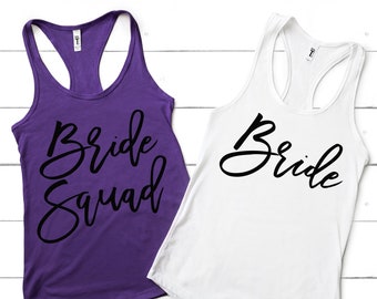 Bachelorette Party Shirts - Bride, Bride Squad, Purple, Pink, Black, Other Colors Available