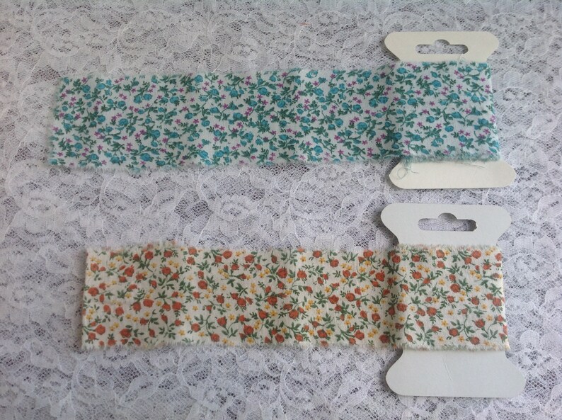 Hand torn fabric trim green prints