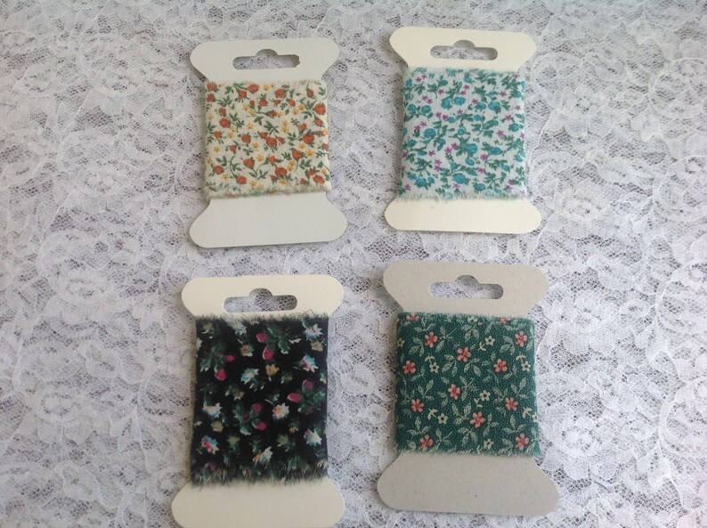 Hand torn fabric trim green prints