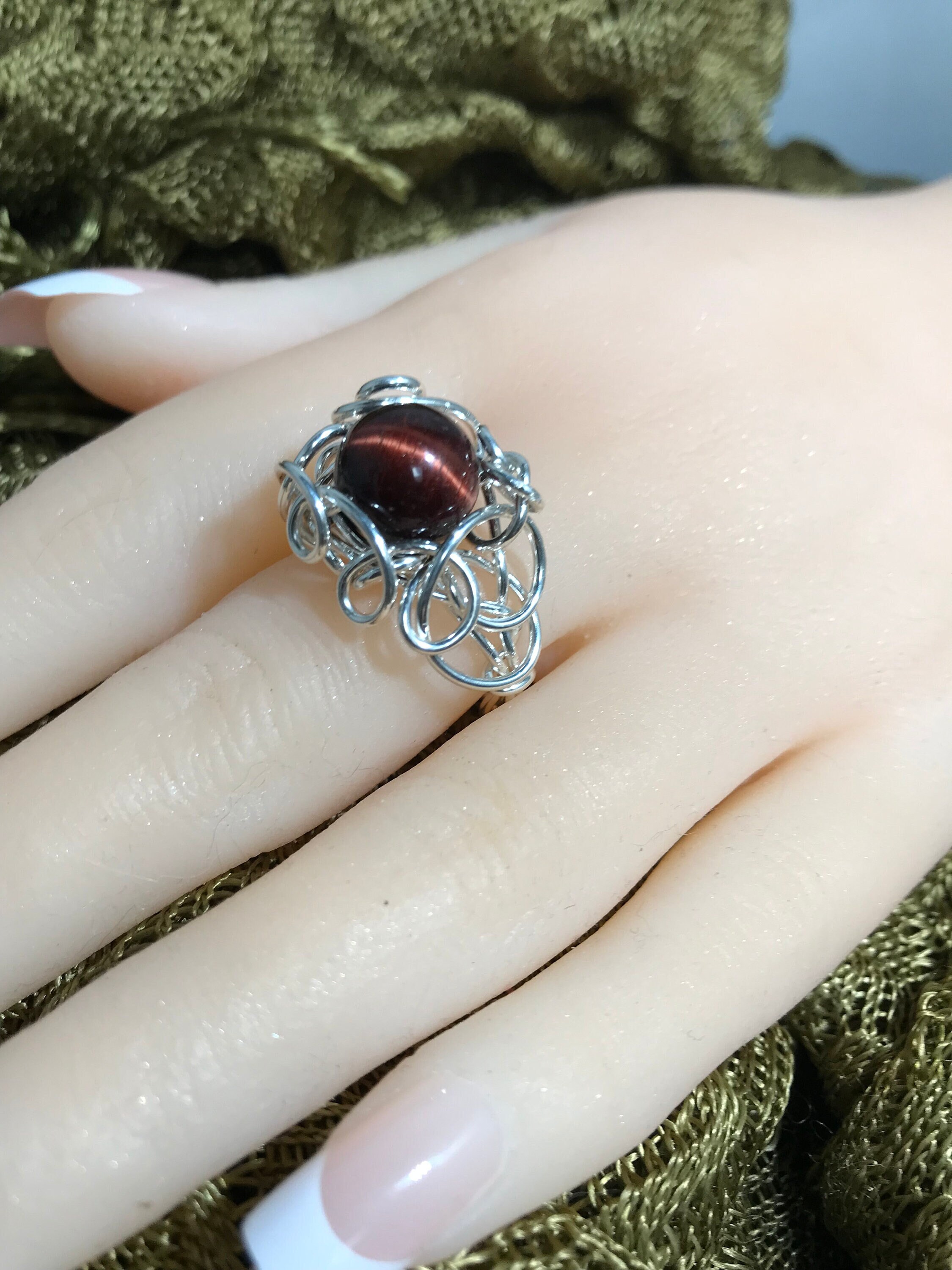 Red tigers eye ring deals
