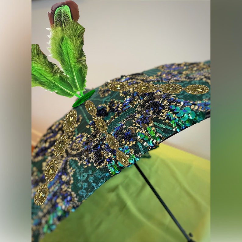 Second Line Umbrella, Second Line Umbrella for Wedding, Green Sequin, Second Line Umbrella Bride, Groom, Custom Umbrella, Personalize image 2