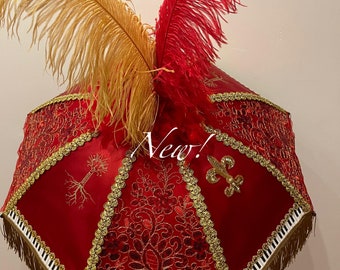 Second Line Umbrella, Second Line Umbrella Wedding, Second Line Umbrella, Red Satin, Red Lace, Custom Umbrella, Decorated, Personalized